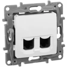 LEGRAND ETIKA Двойная розетка RJ 45 категория 5е UTP белый (672255)