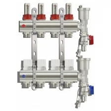 Коллекторная группа из латуни, в комплекте воздухоотводчики и расходомеры KC004