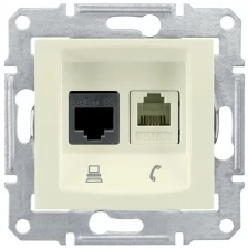 Механизм розетки комп. + телеф. 1-м СП Sedna RJ11 + RJ45 беж. SchE SDN5100147 (Цена за: 1 шт.)