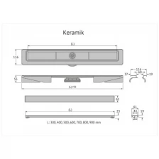 Желоб BERGES водосток В1 Keramik 500 хром глянец, S-сифон D50/105 H50 вертикальный 091016