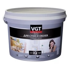 Краска для стен и обоев VGT PREMIUM IQ 123 база А, белая, матовая (0,8л)