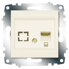 Розетка компьютерная RJ45 кат. 6 + гнездо ABB Cosmo кремовая 619-010300-247