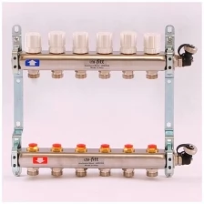 Коллекторная группа без расходомера Uni-Fitt 1"-3/4", нержавейка, 6 выходов