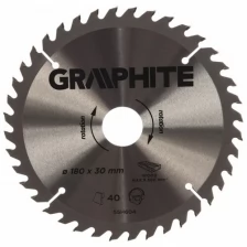 Диск отрезной по дереву (180x30 мм; 40 зубьев) GRAPHITE 55H604